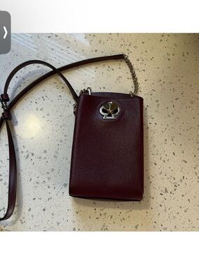 Kate Spade Leather Crossbody Turn Lock Deep Burgundy